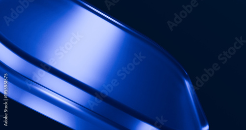 abstract 3d blue glass square on dark background