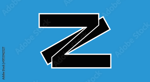 A bold graphic design of a stylized letter on a colored background