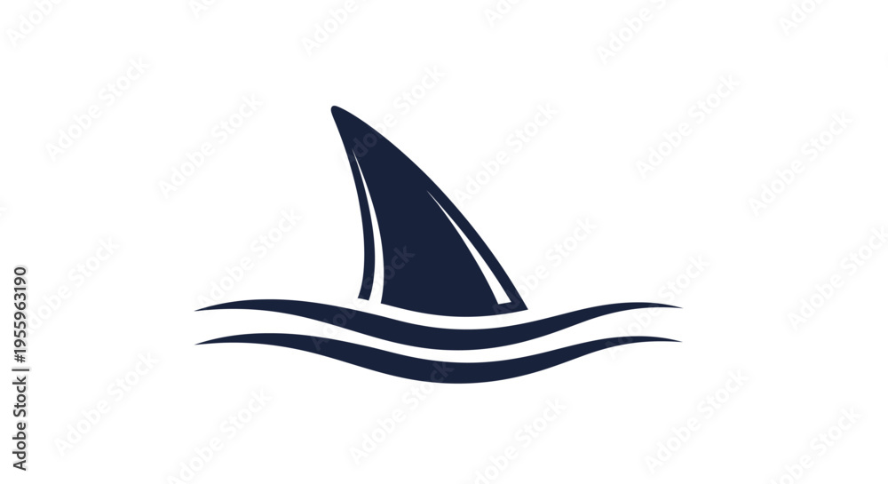 Obraz premium Shark fin in wavy ocean water Shark fin in ocean waves Shark fin
