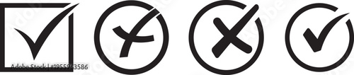 Check mark and red cross icon set, professional approved and rejected symbols, green tick and red cross collection, professional web design and mobile app illustration EPS 10
