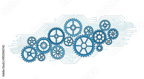 Blue gears and cogs machinery parts.