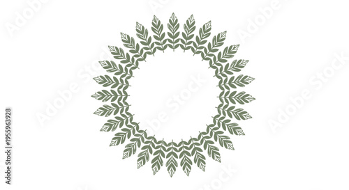 Green leafy circular decorative border design.