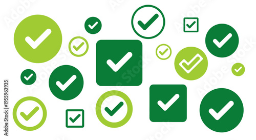Green Checkmarks and Symbols Collection.