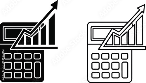 Calculators with graphs showing growth and increase Vector