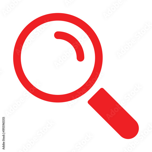 Magnifying Glass Search Icon Red Minimal Zoom and Analysis Symbol