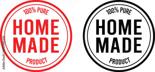 Homemade Product Seal Badge Set Red and Black 100 Percent Pure Label