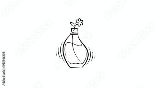 Perfume Bottle with Flower Icon, Elegant Fragrance Spray, Minimalist Beauty Icon