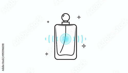 Perfume Bottle with Glowing Aura and Sparkles - Concept of Fragrance and Scent