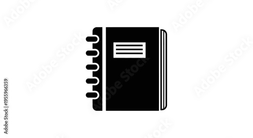 Black Spiral Notebook Icon Vector Illustration. Minimalist stationery item for office, school, or personal notes and journaling.