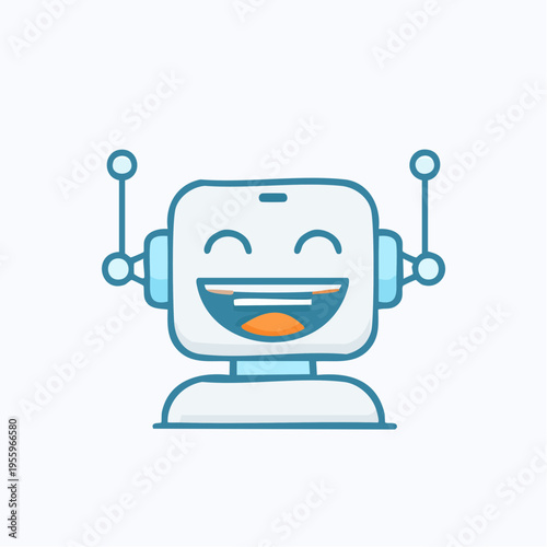 笑うAIロボットの顔 成功や喜びを示すアイコン