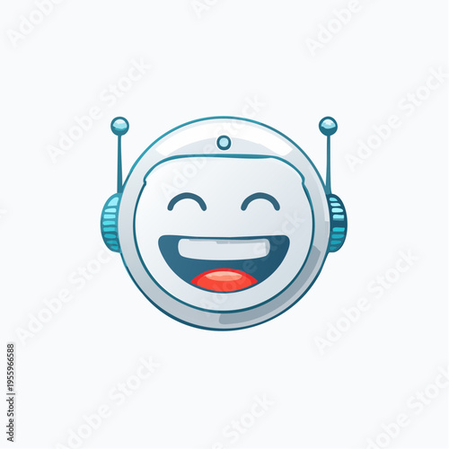 笑うAIロボットの顔 成功や喜びを示すアイコン