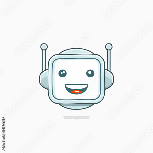 笑うAIロボットの顔 成功や喜びを示すアイコン