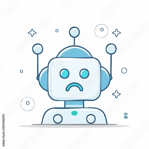 悲しむAIロボットの顔 失敗や失望を示すアイコン