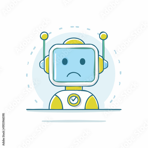 悲しむAIロボットの顔 失敗や失望を示すアイコン