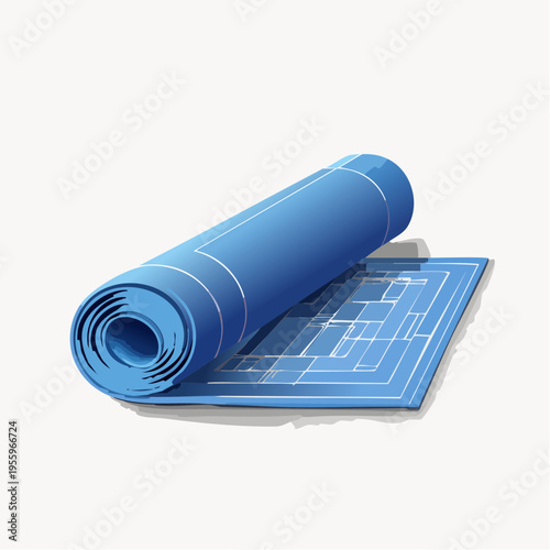 丸められた設計図のアイコン 建築・建設現場の図面