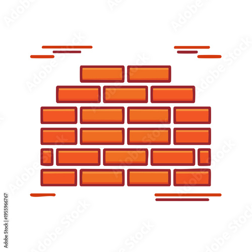 レンガ壁のアイコン 建築・建設資材と施工