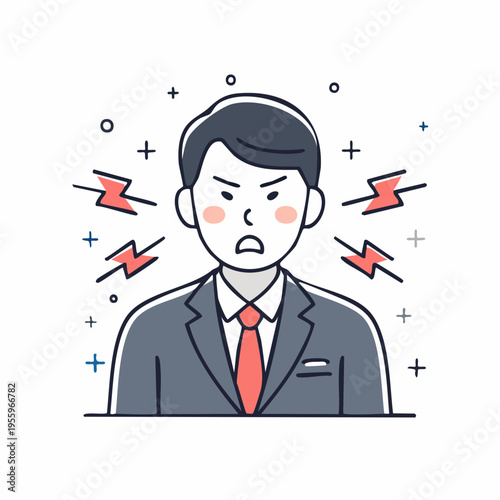 怒ってイライラするビジネスパーソンのアイコン 職場のストレス