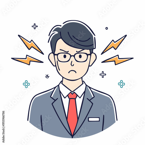 怒ってイライラするビジネスパーソンのアイコン 職場のストレス