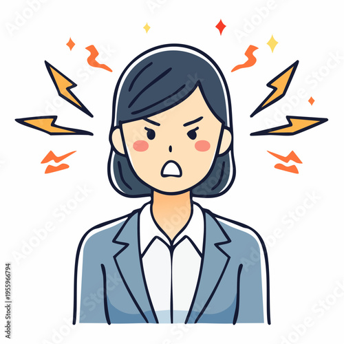 怒ってイライラするビジネスパーソンのアイコン 職場のストレス