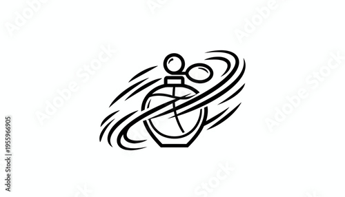 Perfume Bottle Icon with Swirling Scent Waves