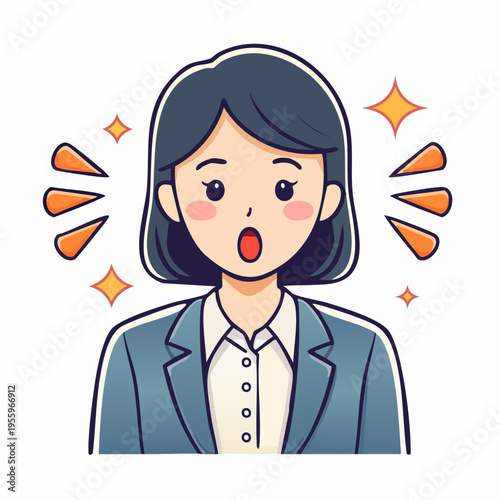 驚くビジネスパーソンのアイコン 予想外のトラブルや新しい発見