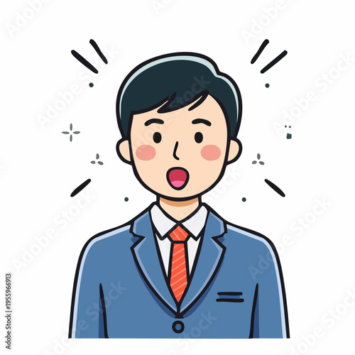 驚くビジネスパーソンのアイコン 予想外のトラブルや新しい発見