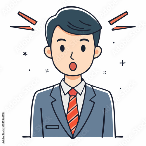 驚くビジネスパーソンのアイコン 予想外のトラブルや新しい発見