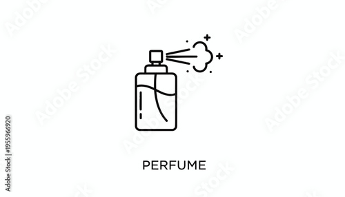 Perfume Bottle Spray Icon - Minimalist Line Art Illustration