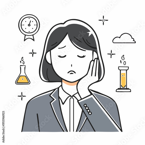 燃え尽きて疲労したビジネスパーソンのアイコン 過労とメンタルヘルス