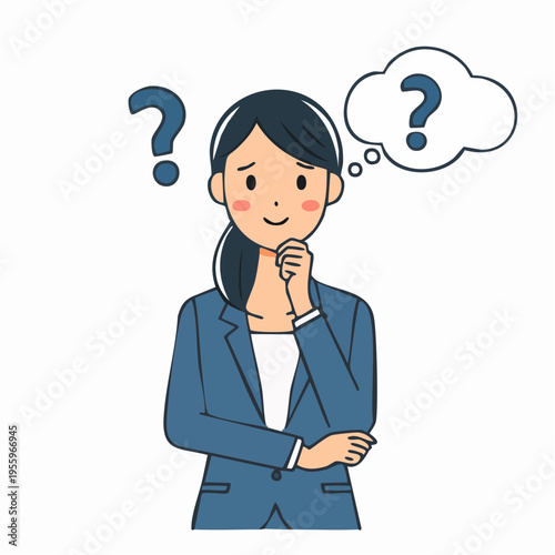 悩んで思考するビジネスパーソンのアイコン 課題解決と不安