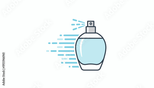 Perfume Bottle Spraying Fragrance Mist with Motion Lines