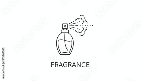 Perfume Bottle Spraying Fragrance Mist - Minimalist Line Art Icon