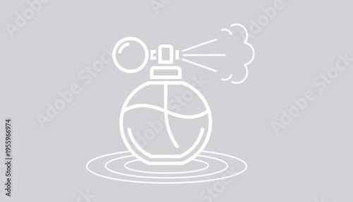 Perfume Bottle Spraying Fragrance Mist with Ripples on Surface