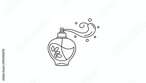Perfume Bottle Spraying Fragrance Mist, Elegant Aroma Essence, Beauty Product Icon