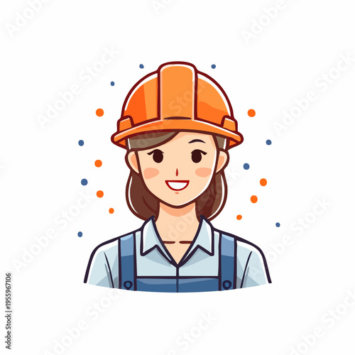 ヘルメットを被った作業員のアイコン 建設現場や工場のスタッフ