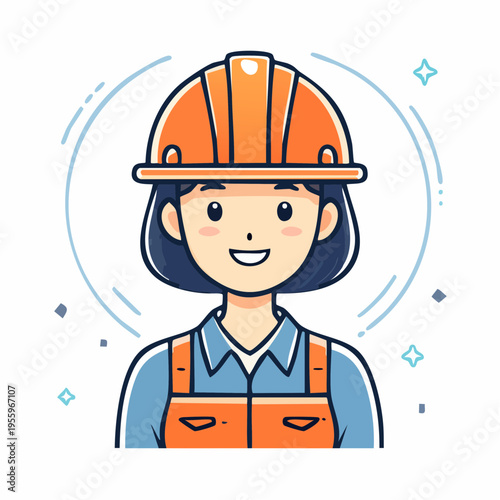 ヘルメットを被った作業員のアイコン 建設現場や工場のスタッフ