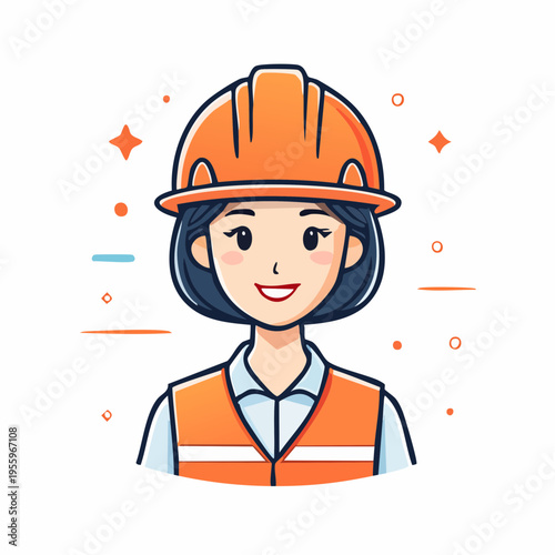 ヘルメットを被った作業員のアイコン 建設現場や工場のスタッフ