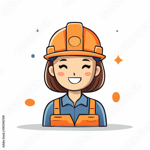 笑顔で満足する作業員のアイコン 安全作業と達成感