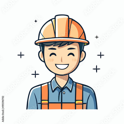 笑顔で満足する作業員のアイコン 安全作業と達成感