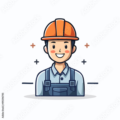 笑顔で満足する作業員のアイコン 安全作業と達成感