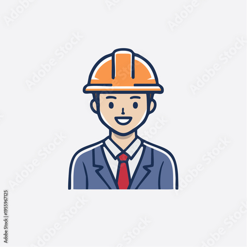 安全ヘルメットを着用した作業員のアイコン 現場監督と職人