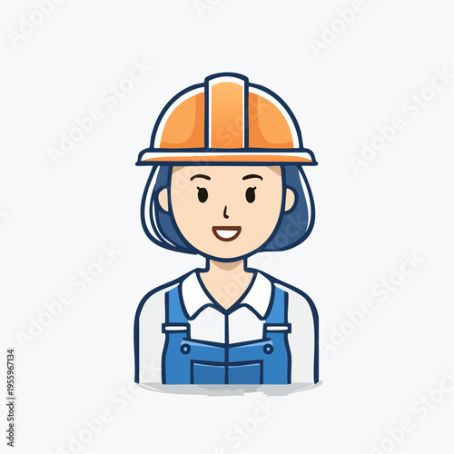 安全ヘルメットを着用した作業員のアイコン 現場監督と職人