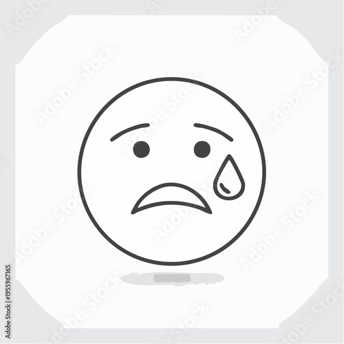 涙を流して泣く顔のアイコン 悲しみや失望の表情