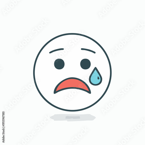 涙を流して泣く顔のアイコン 悲しみや失望の表情