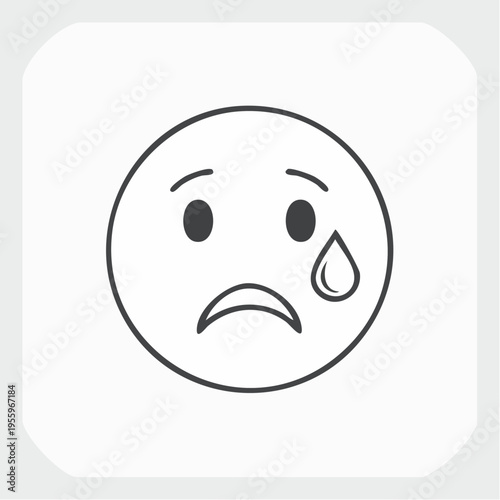 涙を流して泣く顔のアイコン 悲しみや失望の表情