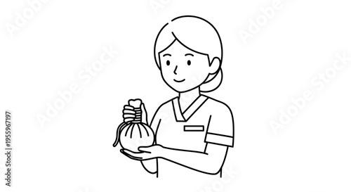 Nurse holding herbal compress ball, spa treatment, wellness, alternative medicine