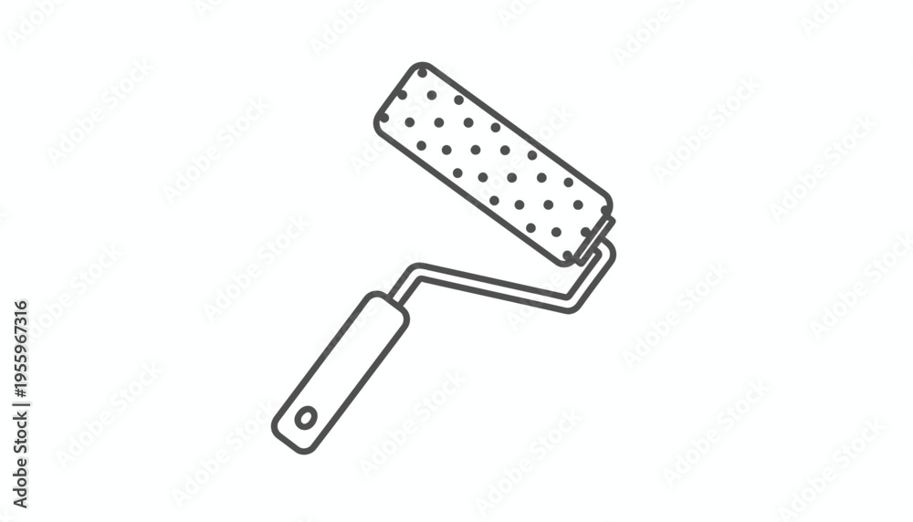 Fototapeta premium Paint Roller Icon, Simple Line Art, DIY and Renovation Tool