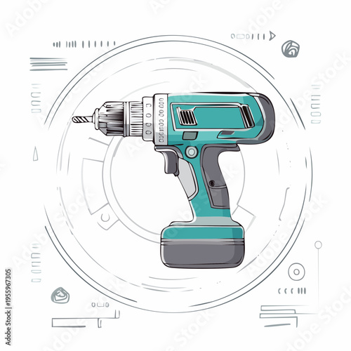 電動ドリルのアイコン DIYや建設工事の工具