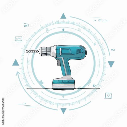 電動ドリルのアイコン DIYや建設工事の工具