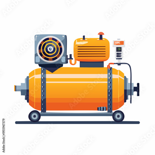 工場のエアコンプレッサーアイコン 製造業の産業機械
